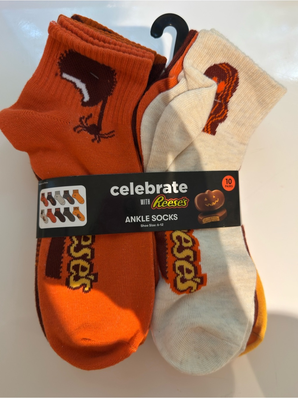 Celebrate Ankle Socks - Orange & Cream - 10 Pack